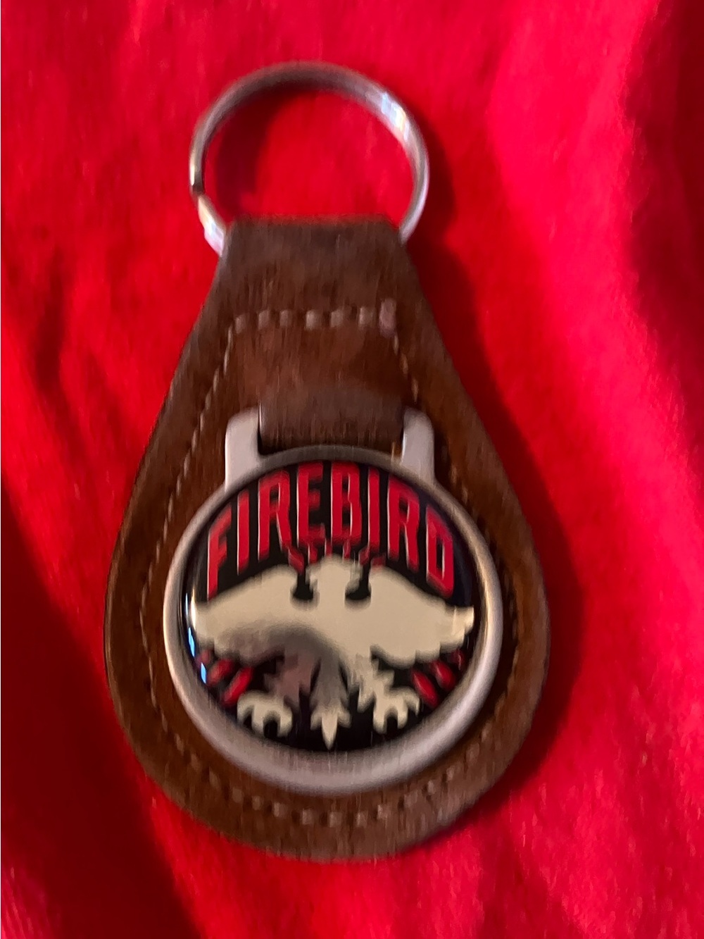 Vintage Keychain FIREBIRD Car Emblem Logo Key Ring Metal Leather USA muscle car